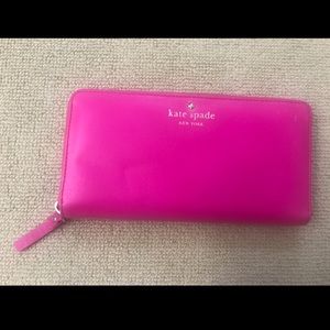 Neon pink Kate spade large wallet